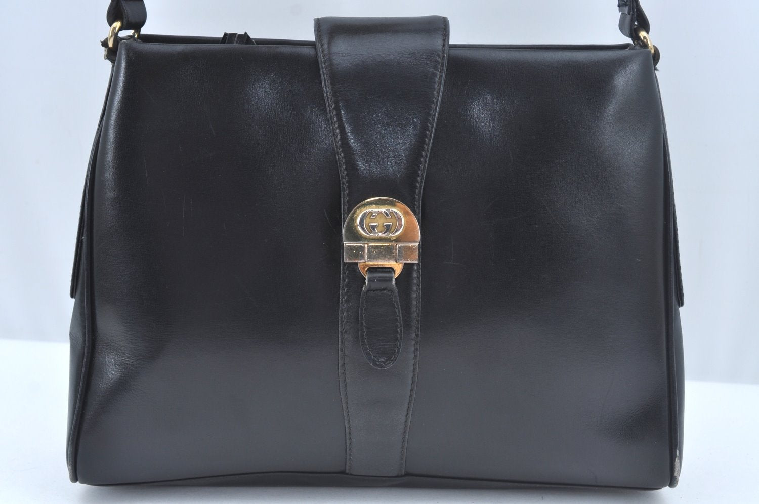 Authentic GUCCI Shoulder Cross Body Hand Bag Purse Leather Black L0512