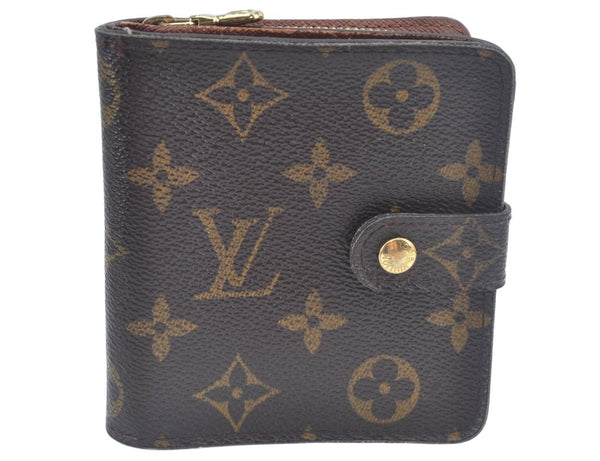 Authentic Louis Vuitton Monogram Compact Zip Bifold Wallet Purse M61667 LV L0513