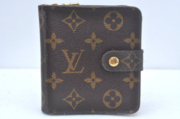 Authentic Louis Vuitton Monogram Compact Zip Bifold Wallet Purse M61667 LV L0513