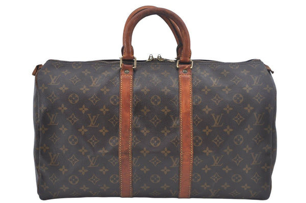 Authentic Louis Vuitton Monogram Keepall 45 Travel Boston Bag M41428 Junk L0518