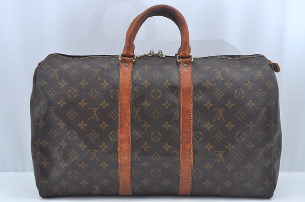 Authentic Louis Vuitton Monogram Keepall 45 Travel Boston Bag M41428 Junk L0518