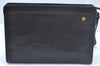 Authentic Burberrys Vintage Leather Clutch Hand Bag Purse Black L0525