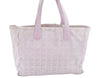 Authentic CHANEL New Travel Line Shoulder Tote Bag Nylon Leather Pink L0536
