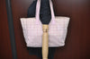 Authentic CHANEL New Travel Line Shoulder Tote Bag Nylon Leather Pink L0536