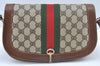 Authentic GUCCI Web Sherry Line Shoulder Cross Bag GG PVC Leather Brown L0537