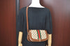 Authentic GUCCI Web Sherry Line Shoulder Cross Bag GG PVC Leather Brown L0537