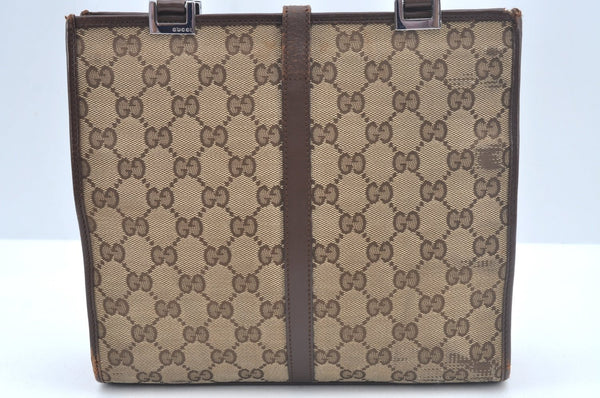 Authentic GUCCI Jackie Hand Bag GG Canvas Leather 0021065 Brown L0538