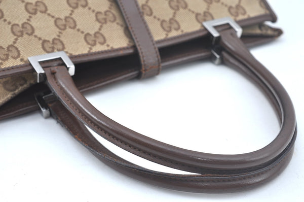 Authentic GUCCI Jackie Hand Bag GG Canvas Leather 0021065 Brown L0538