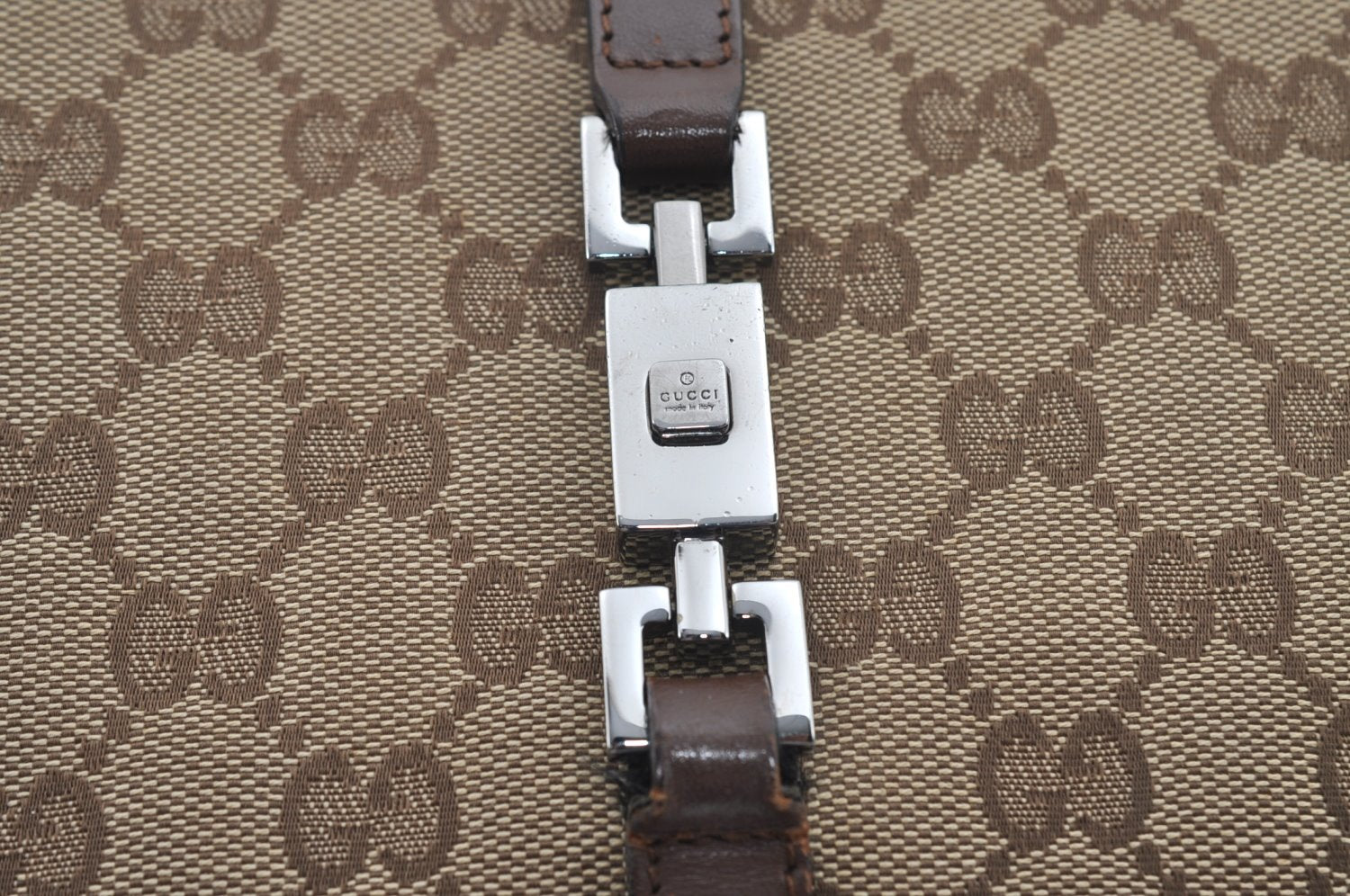 Authentic GUCCI Jackie Hand Bag GG Canvas Leather 0021065 Brown L0538
