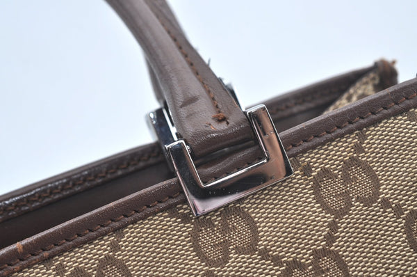 Authentic GUCCI Jackie Hand Bag GG Canvas Leather 0021065 Brown L0538