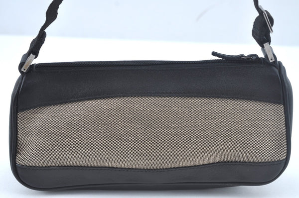 Authentic GUCCI Hand Bag Pouch Purse Canvas Leather Black L0541
