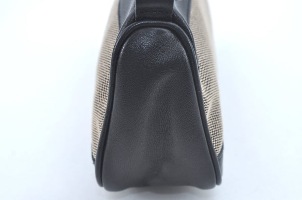 Authentic GUCCI Hand Bag Pouch Purse Canvas Leather Black L0541