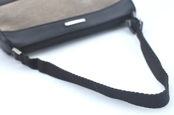Authentic GUCCI Hand Bag Pouch Purse Canvas Leather Black L0541