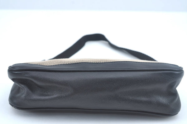Authentic GUCCI Hand Bag Pouch Purse Canvas Leather Black L0541