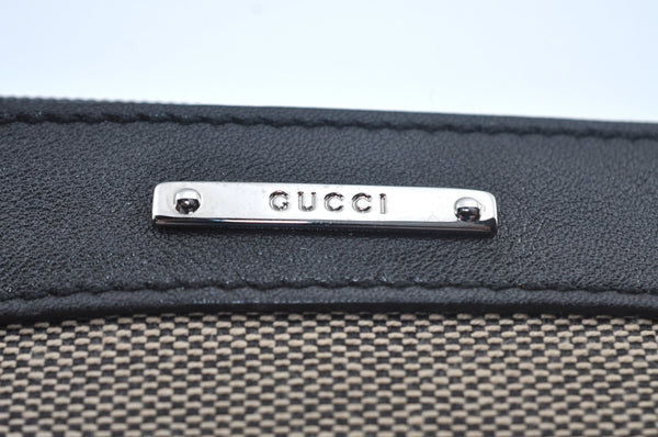 Authentic GUCCI Hand Bag Pouch Purse Canvas Leather Black L0541