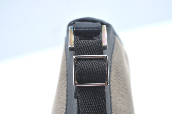 Authentic GUCCI Hand Bag Pouch Purse Canvas Leather Black L0541