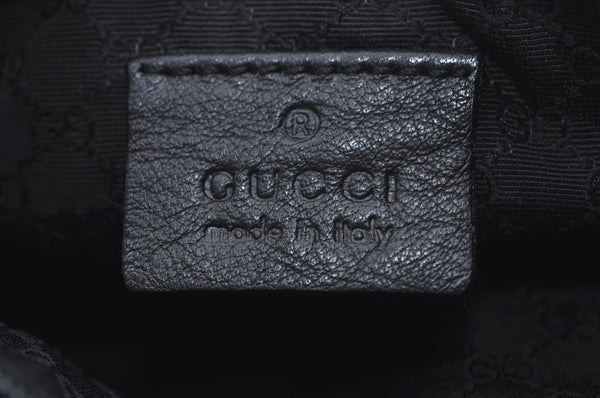 Authentic GUCCI Hand Bag Pouch Purse Canvas Leather Black L0541