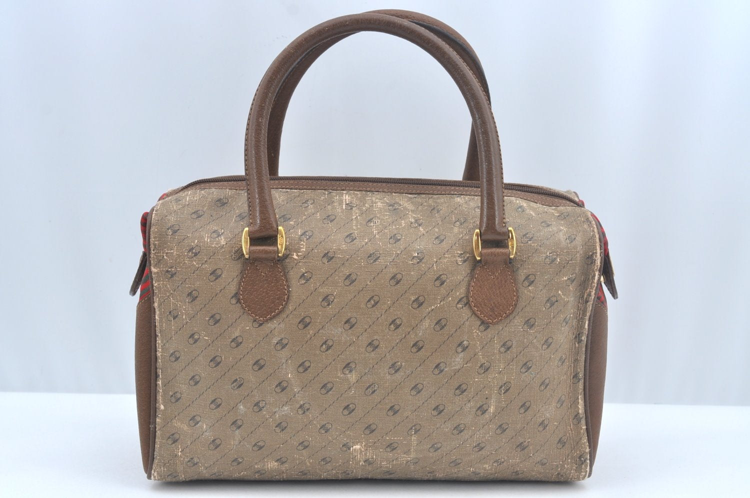 Authentic GUCCI Hand Bag GG PVC Leather Brown Junk L0542