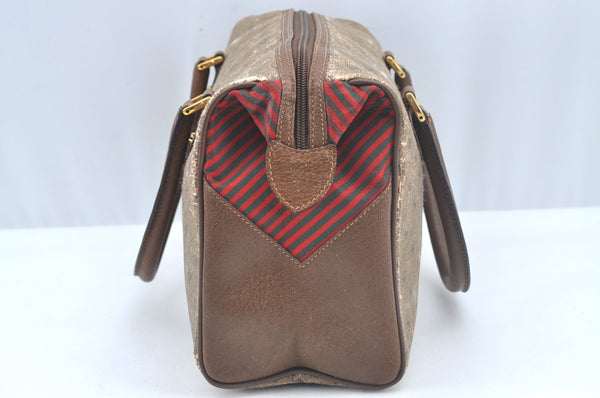 Authentic GUCCI Hand Bag GG PVC Leather Brown Junk L0542