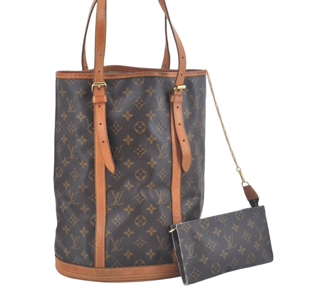Authentic Louis Vuitton Monogram Bucket GM Shoulder Tote Bag M42236 Junk L0546