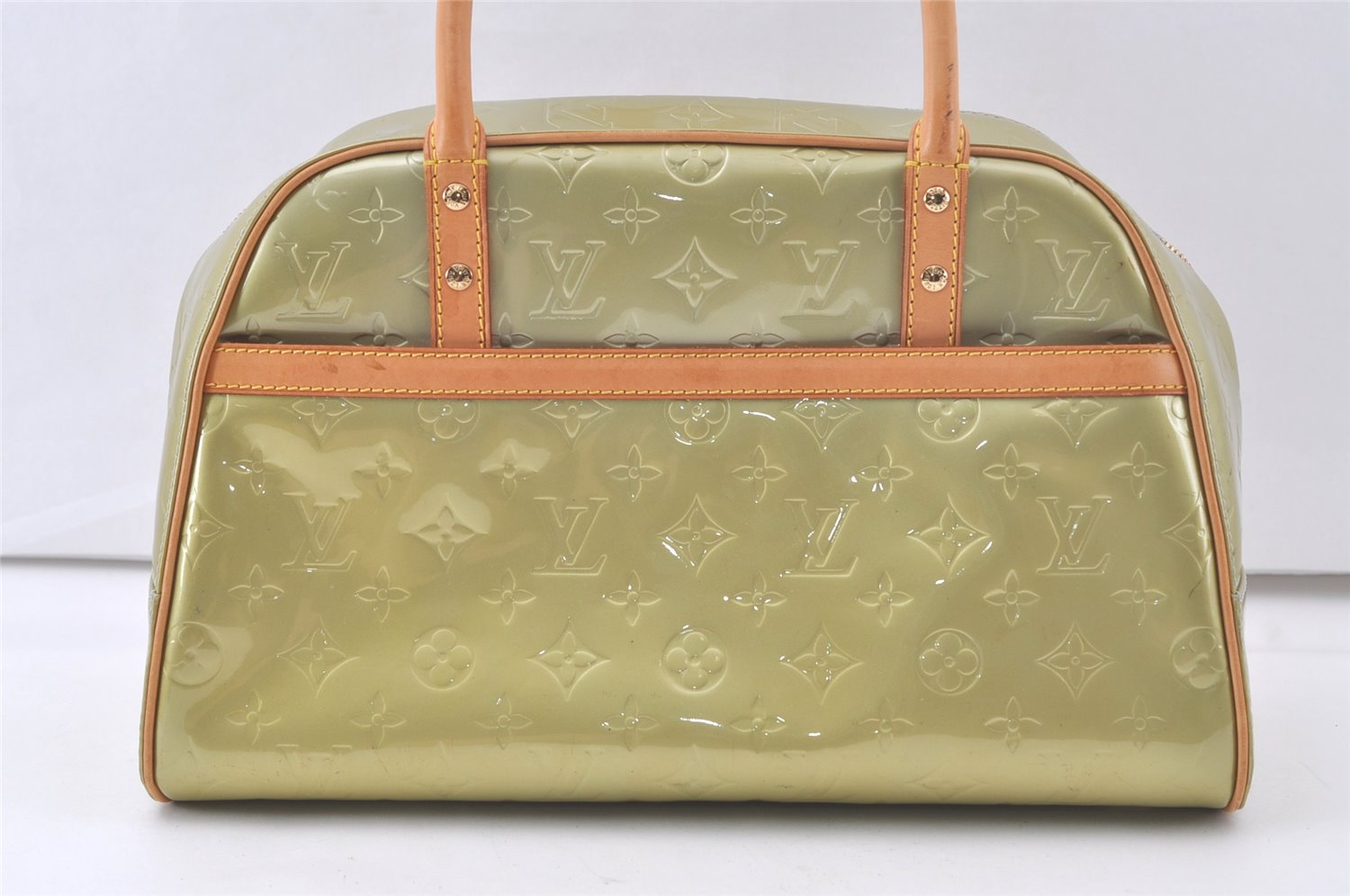 Auth Louis Vuitton Vernis Tompkins Square Hand Bag Light Green M91150 LV L0548
