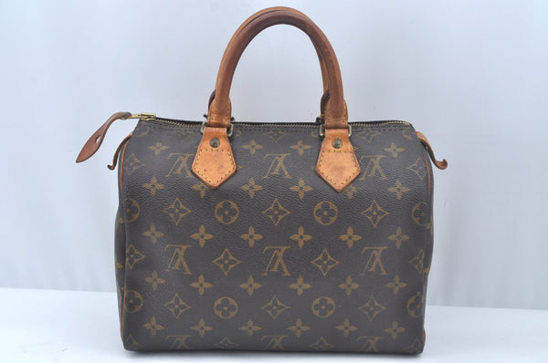 Authentic Louis Vuitton Monogram Speedy 25 Boston Hand Bag M41528 LV L0549