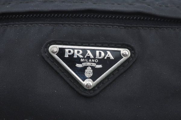 Authentic PRADA Nylon Tessuto Waist Body Bag Purse Black L0551