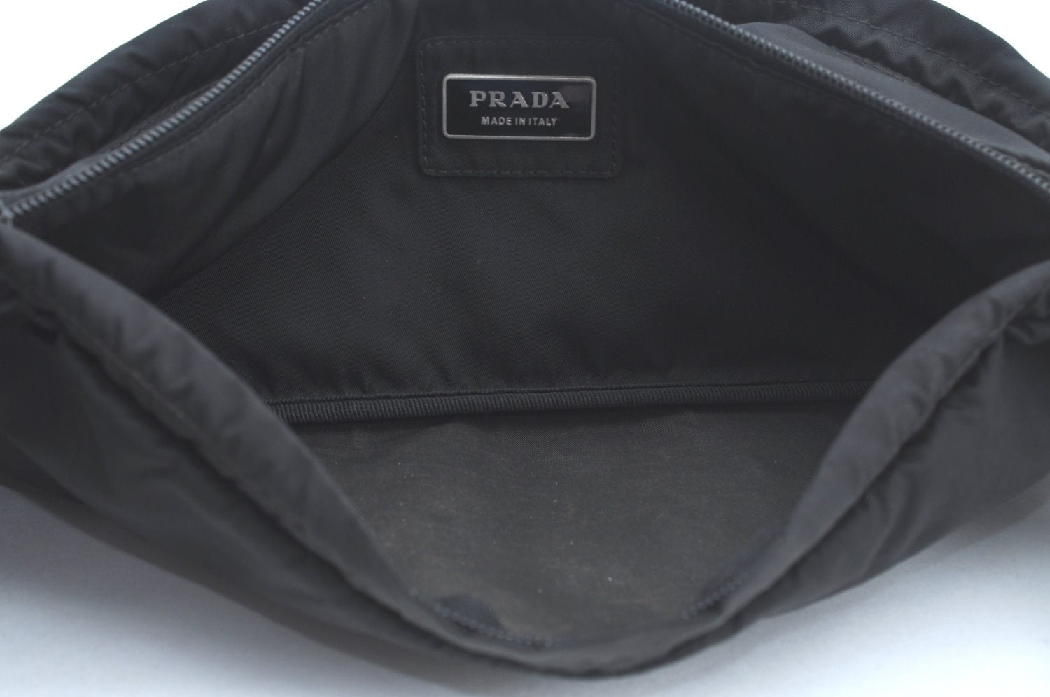 Authentic PRADA Nylon Tessuto Waist Body Bag Purse Black L0551