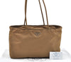 Authentic PRADA Nylon Tessuto Shoulder Tote Bag Brown L0552