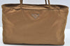 Authentic PRADA Nylon Tessuto Shoulder Tote Bag Brown L0552