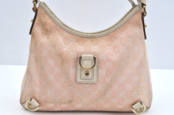 Authentic GUCCI Abbey Shoulder Hand Bag Purse GG Canvas Leather Pink L0553