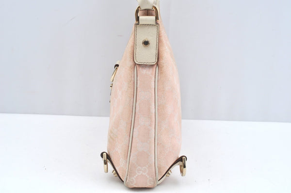 Authentic GUCCI Abbey Shoulder Hand Bag Purse GG Canvas Leather Pink L0553