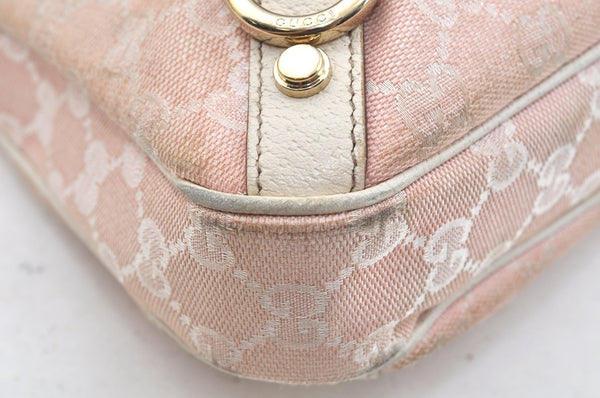 Authentic GUCCI Abbey Shoulder Hand Bag Purse GG Canvas Leather Pink L0553