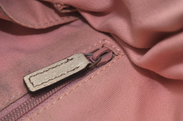 Authentic GUCCI Abbey Shoulder Hand Bag Purse GG Canvas Leather Pink L0553