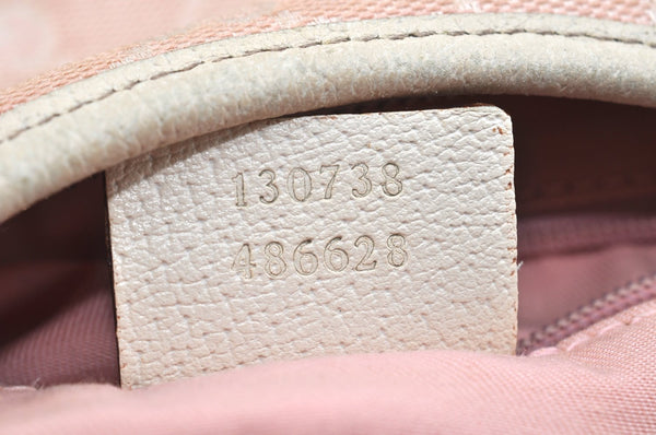 Authentic GUCCI Abbey Shoulder Hand Bag Purse GG Canvas Leather Pink L0553