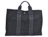 Authentic HERMES Fourre Tout MM Hand Tote Bag Canvas Black L0556