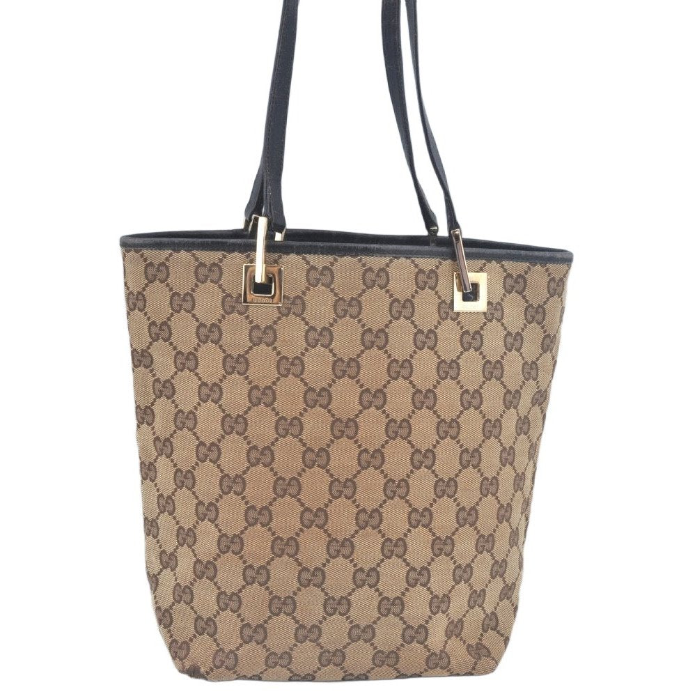 Authentic GUCCI Vintage Hand Tote Bag GG Canvas Leather 0021099 Brown L0557