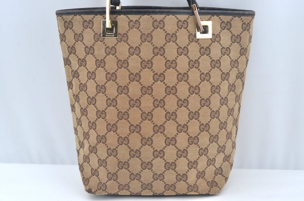 Authentic GUCCI Vintage Hand Tote Bag GG Canvas Leather 0021099 Brown L0557
