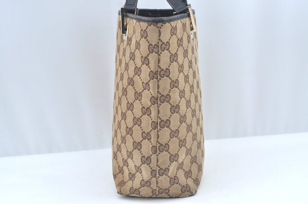 Authentic GUCCI Vintage Hand Tote Bag GG Canvas Leather 0021099 Brown L0557