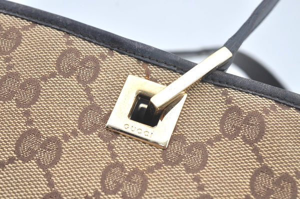 Authentic GUCCI Vintage Hand Tote Bag GG Canvas Leather 0021099 Brown L0557