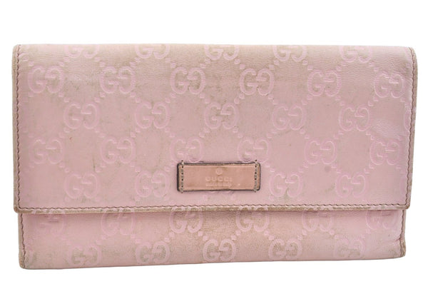 Authentic GUCCI Guccissima GG Leather Long Wallet Purse 203573 Pink L0558