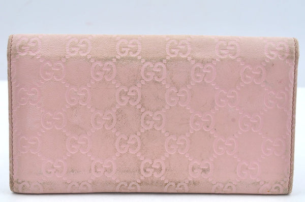 Authentic GUCCI Guccissima GG Leather Long Wallet Purse 203573 Pink L0558