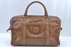 Authentic CELINE Macadam Blason Pattern Hand Bag PVC Leather Brown L0561