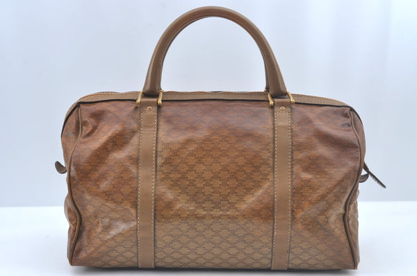 Authentic CELINE Macadam Blason Pattern Hand Bag PVC Leather Brown L0561