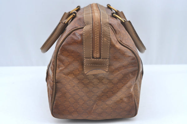 Authentic CELINE Macadam Blason Pattern Hand Bag PVC Leather Brown L0561
