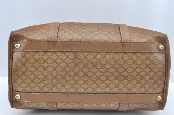 Authentic CELINE Macadam Blason Pattern Hand Bag PVC Leather Brown L0561