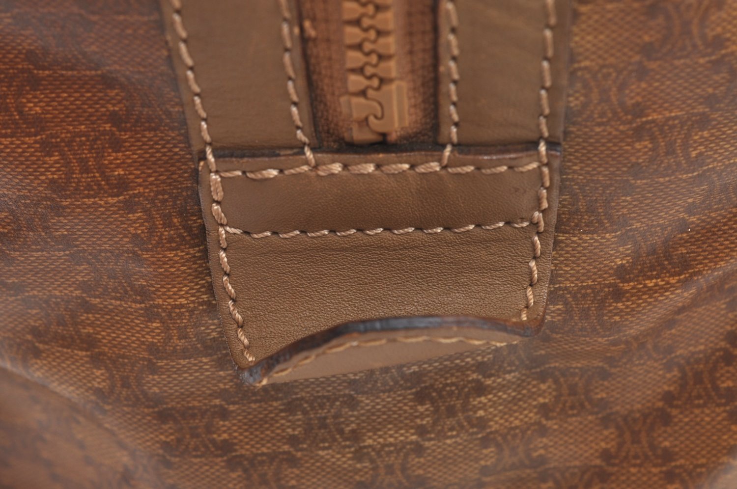 Authentic CELINE Macadam Blason Pattern Hand Bag PVC Leather Brown L0561