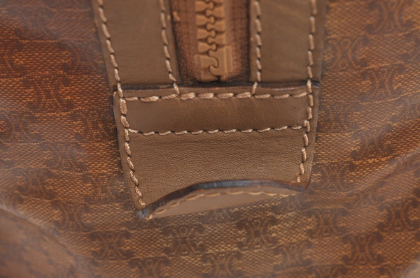 Authentic CELINE Macadam Blason Pattern Hand Bag PVC Leather Brown L0561