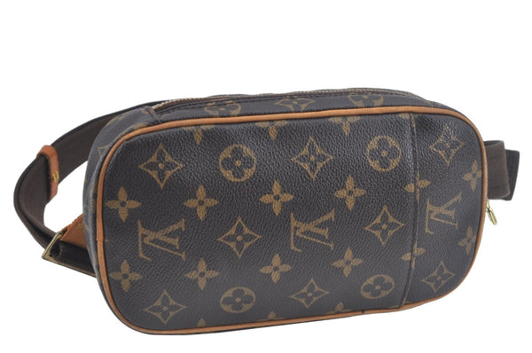 Authentic Louis Vuitton Monogram Pochette Gange Waist Body Bag M51870 LV L0579