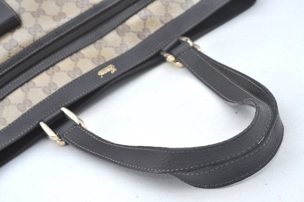Authentic GUCCI GG Crystal Shoulder Tote Bag PVC Leather Brown L0590